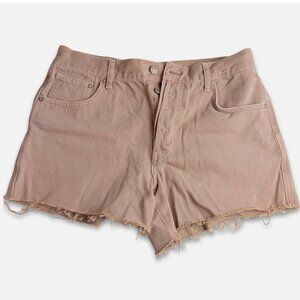 Free People We The Free Ivy Mid Rise Denim Shorts Blush Pink Size 28 Raw Hem
